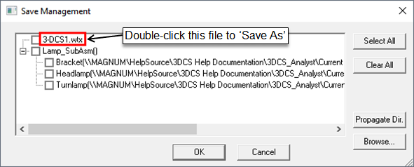 MC 7401 First Save Management Dialog