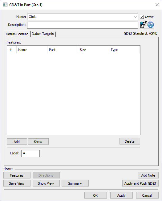 GD&T Datum Dialog Empty