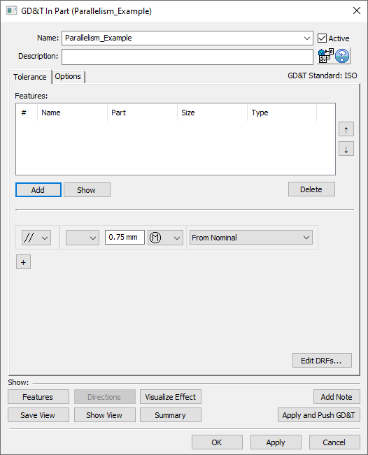 GD&T Parallelism Dialog Empty