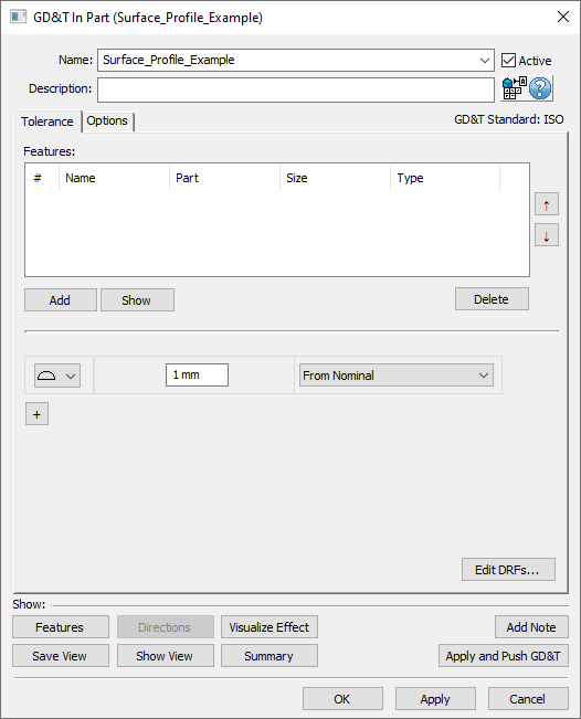 GD&T Surface Profile Dialog Empty