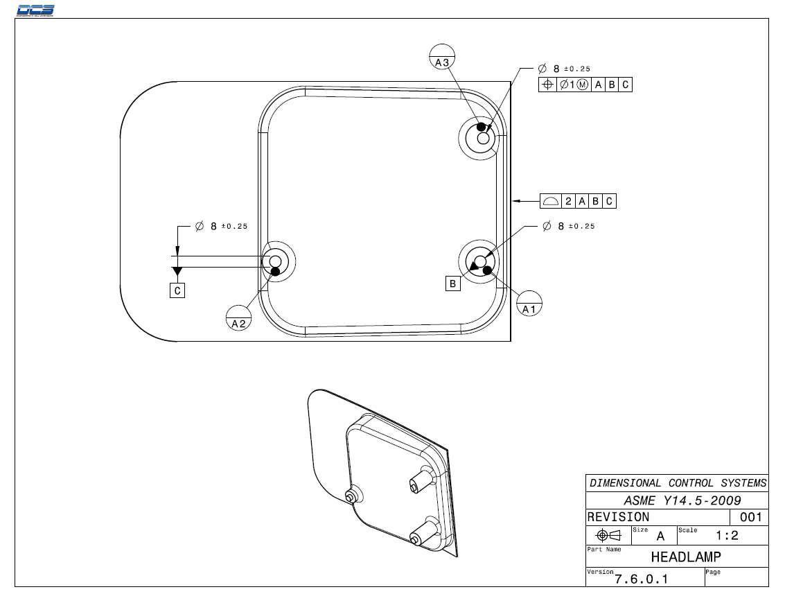 7601 Headlamp Drawing - NoPre