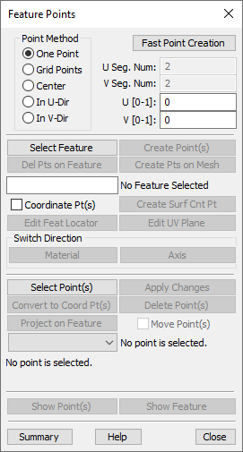 L3 SW Feature Points dialog