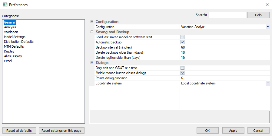 L1 MC Preferences Dialog