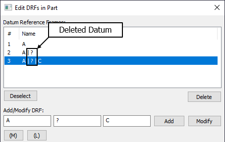 GD&T Edit DRFs dialog Deleted Datum