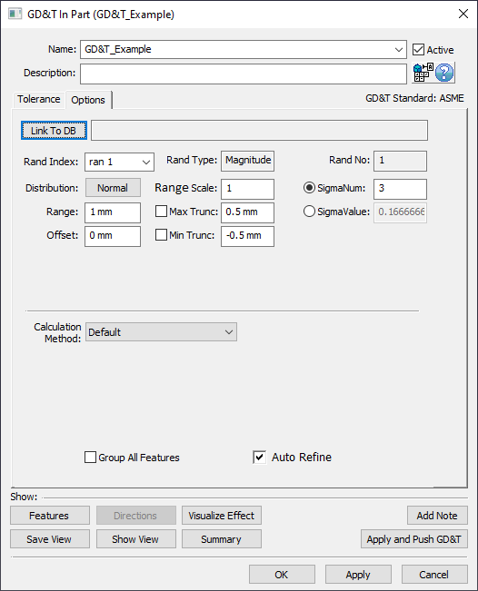 GD&T dialog Options Tab