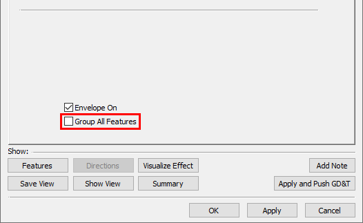 GD&T Size Group All Features Checkbox