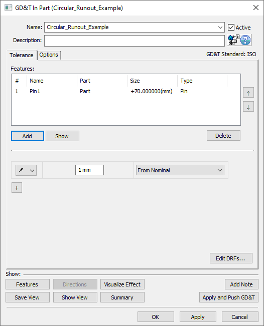 GD&T Circular Runout Dialog Features