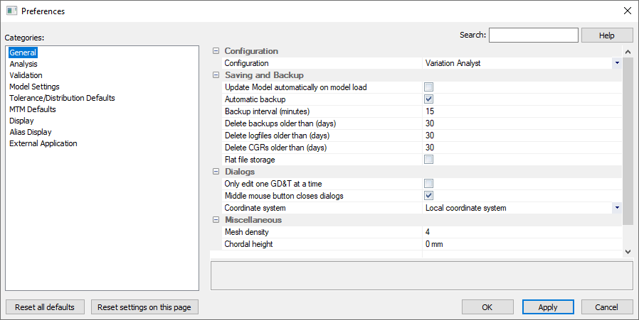 L1 V5 Preferences Dialog