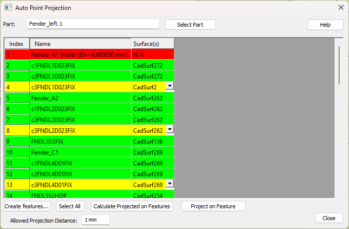 Auto Point Projection_Dialog