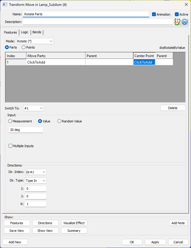 Transform dialog_Rotate Parts