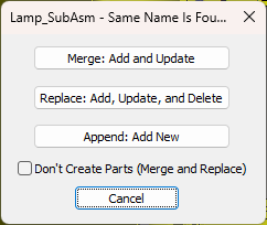 Import WTX options dialog