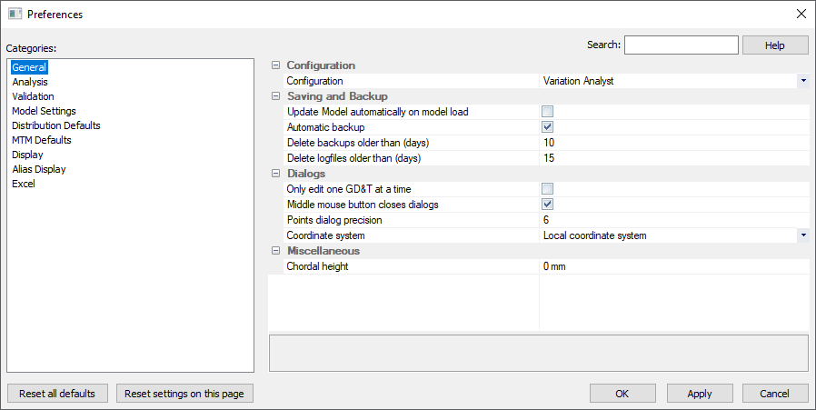 L1 SW Preferences Dialog