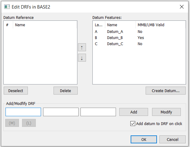 GD&T Edit DRFs dialog Empty