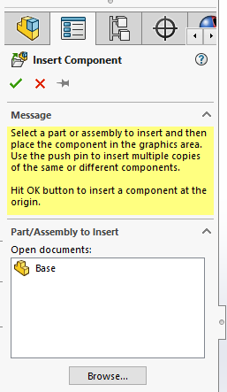 Insert Component Property Manager