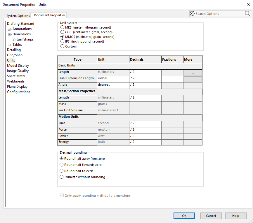 Document Properties Dialog