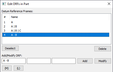 GD&T Edit DRFs dialog Common Datums