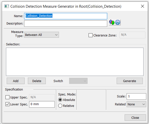 collision detection dialog