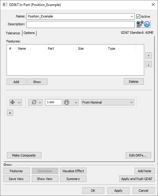 GD&T Position Dialog Empty