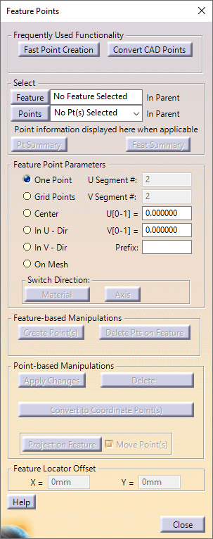 L3 V5 Feature Points dialog Empty