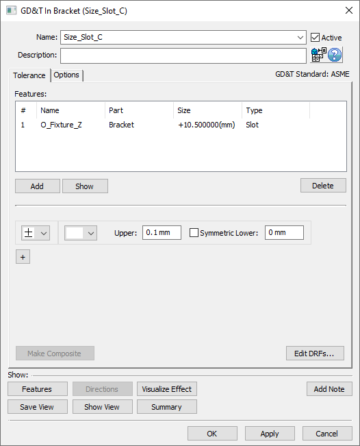 L5 MC GD&T Bracket Size Dialog Slot C Complete