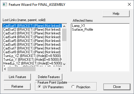 Creo 7401 Feature Wizard Dialog