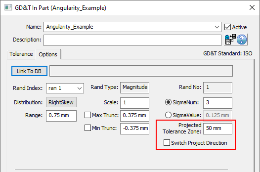 GD&T Angularity Projected Zone Dialog