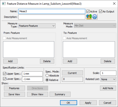 L6 SW Feat Distance Measure Dialog Empty